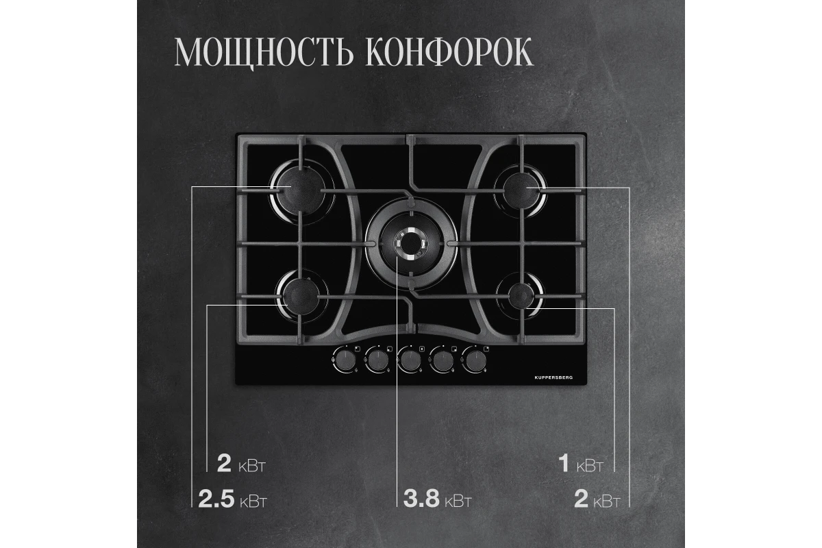 Газовая варочная панель Kuppersberg FG 73 B