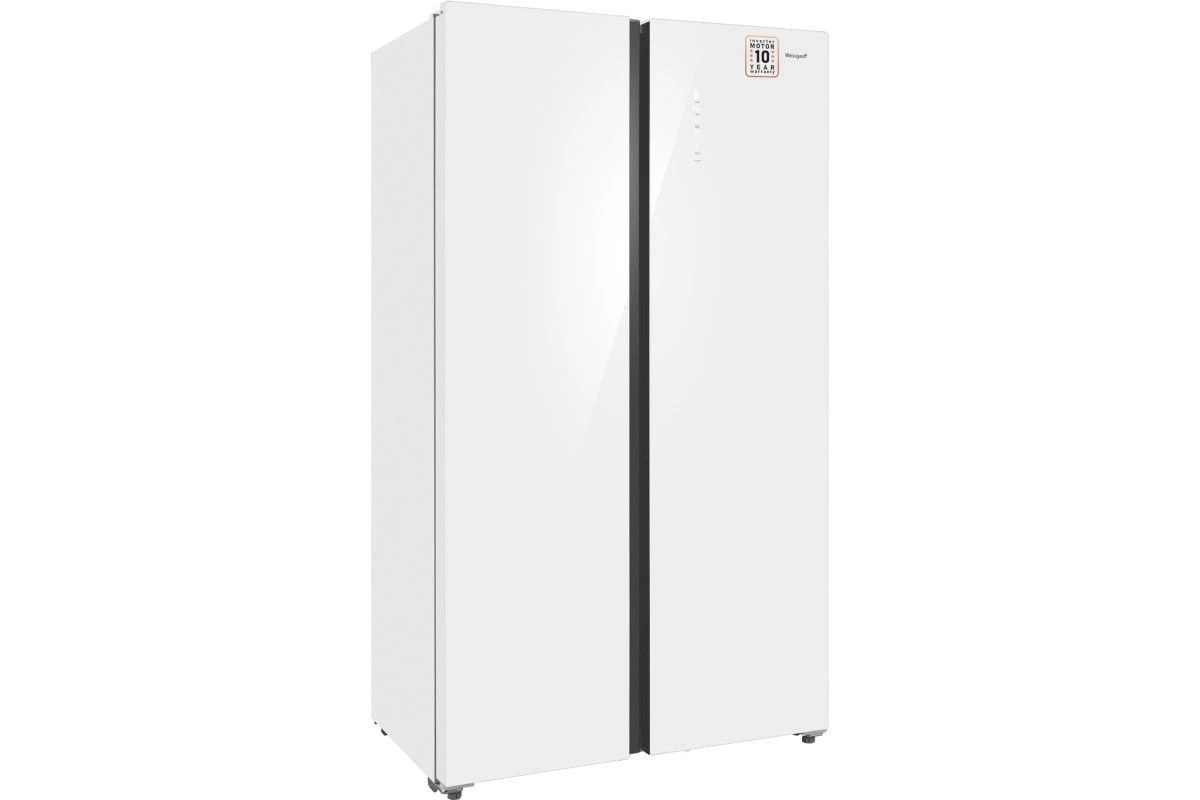 Отдельностоящий холодильник с инвертором Weissgauff WSBS 1036 Inverter NoFrost Premium White Glass
