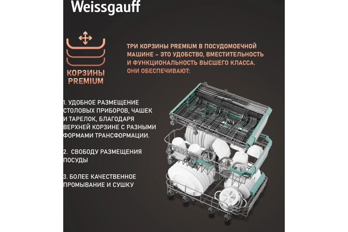 Встраиваемая посудомоечная машина Weissgauff BDW 4160 Ultra Real Autoopen Infolight