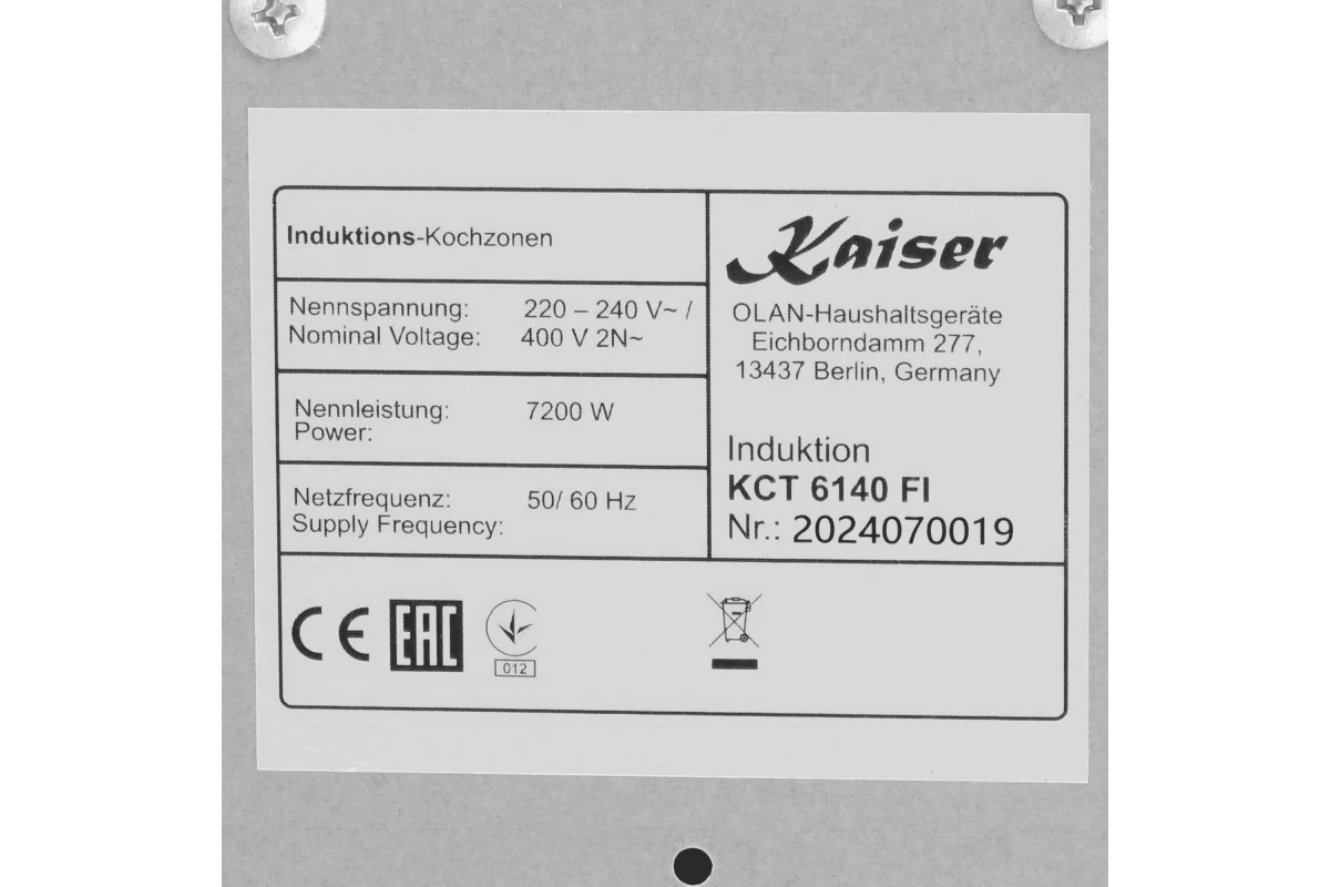 Варочная панель Kaiser KCT 6140 FI