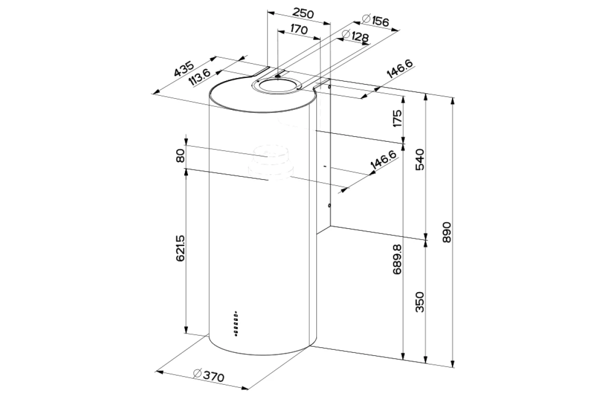 Вытяжка без купола Faber CYLINDRA PLUS WH GLOSS A37 335.0492.565