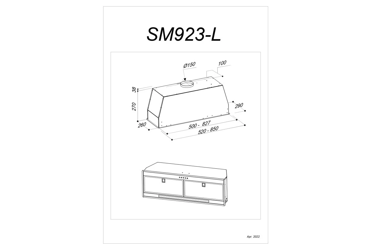 Встраиваемая вытяжка Sirius SM 923 B 85