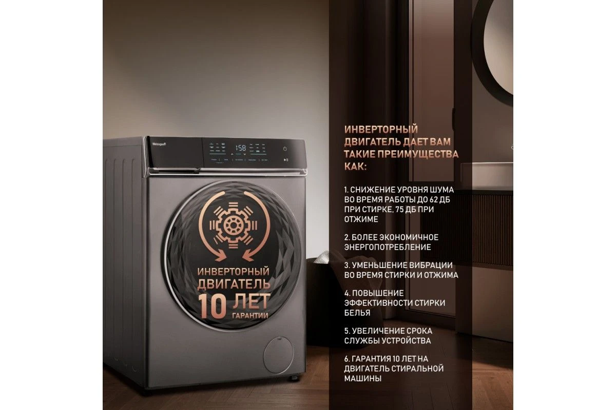 Стиральная машина с инвертором и паром Weissgauff WM 879 Diamond Inverter Steam