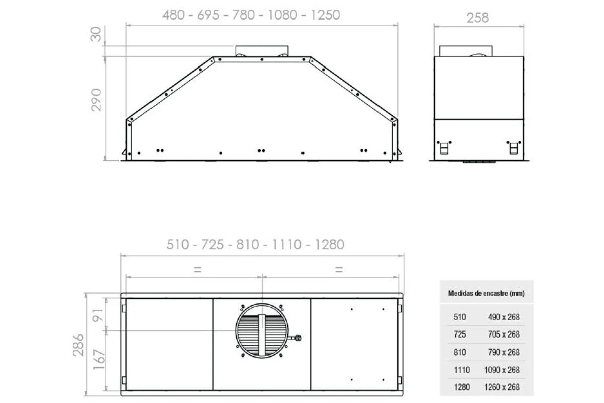 Встраиваемая вытяжка Pando GTI/725 INOX V.1050 ECO SEC PLUS