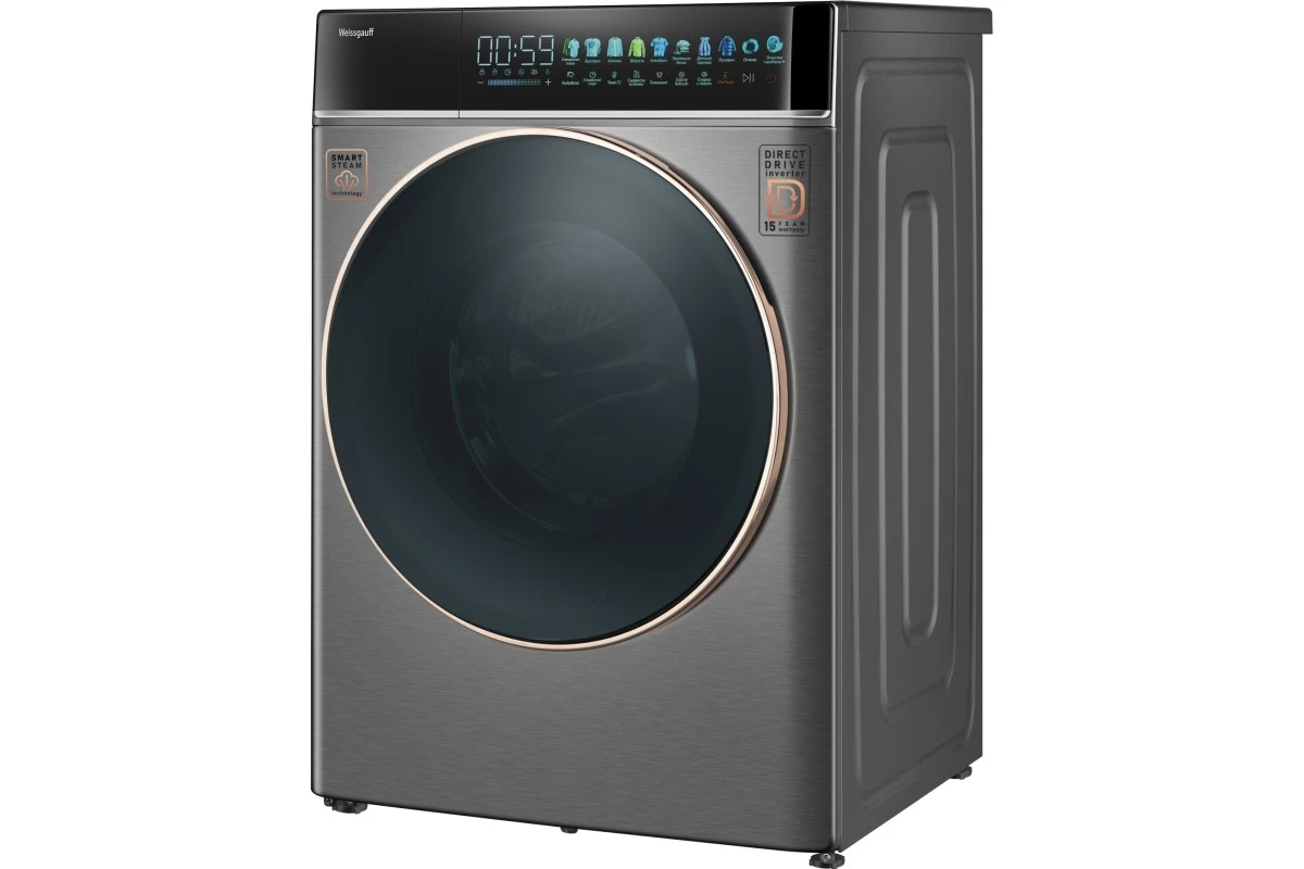 Стиральная машина с прямым приводом Weissgauff WM 58411 Direct Drive Inverter Premium Steam Grey