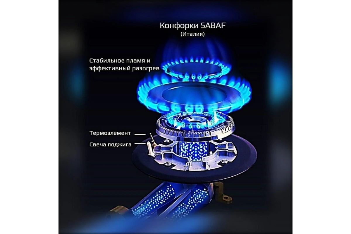 Газовая варочная панель HiSTORY HGE 643C FBK