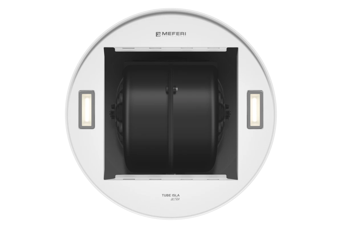 Цилиндрическая островная вытяжка Meferi TUBE35WH ISLA ULTRA
