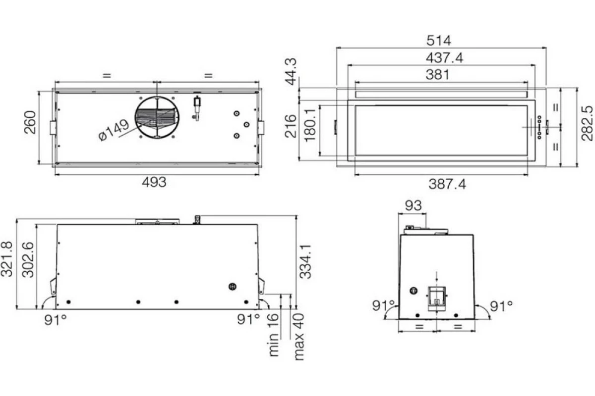 Вытяжка Elica LANE SENSOR @ BL MAT/A/52