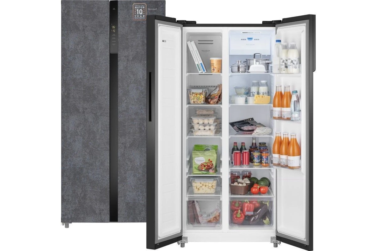 Отдельностоящий холодильник с инвертором Weissgauff WSBS 500 Inverter NoFrost Rock Glass