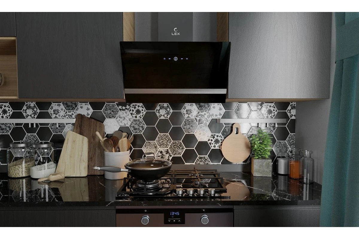 Наклонная кухонная вытяжка LEX Touch Eco 600 Black