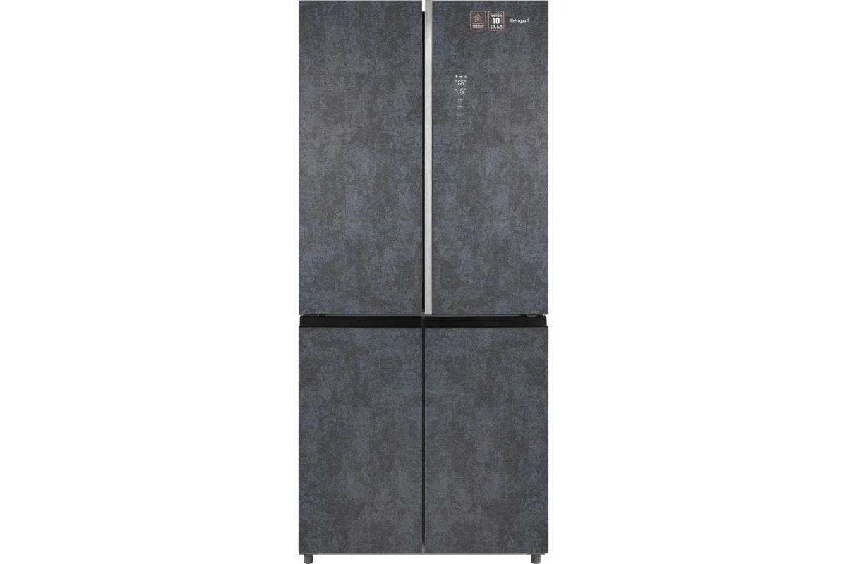 Отдельностоящий холодильник с инвертором Weissgauff WCD 590 Nofrost Inverter Premium EcoFresh Rock Glass