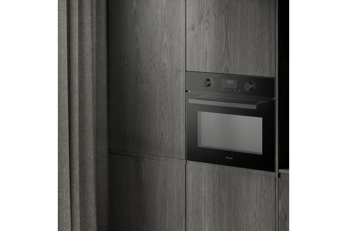 Встраиваемый компактный духовой шкаф с СВЧ Weissgauff OE 4551 DB Black Edition