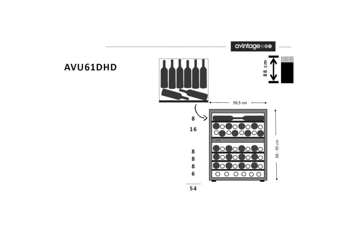 Двухзонный винный шкаф Avintage AVU61DHD