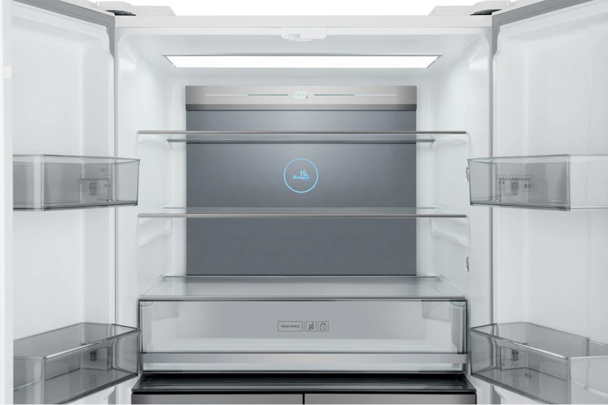 Отдельностоящий холодильник с инвертором Weissgauff WCD 590 Nofrost Inverter Premium EcoFresh White Glass