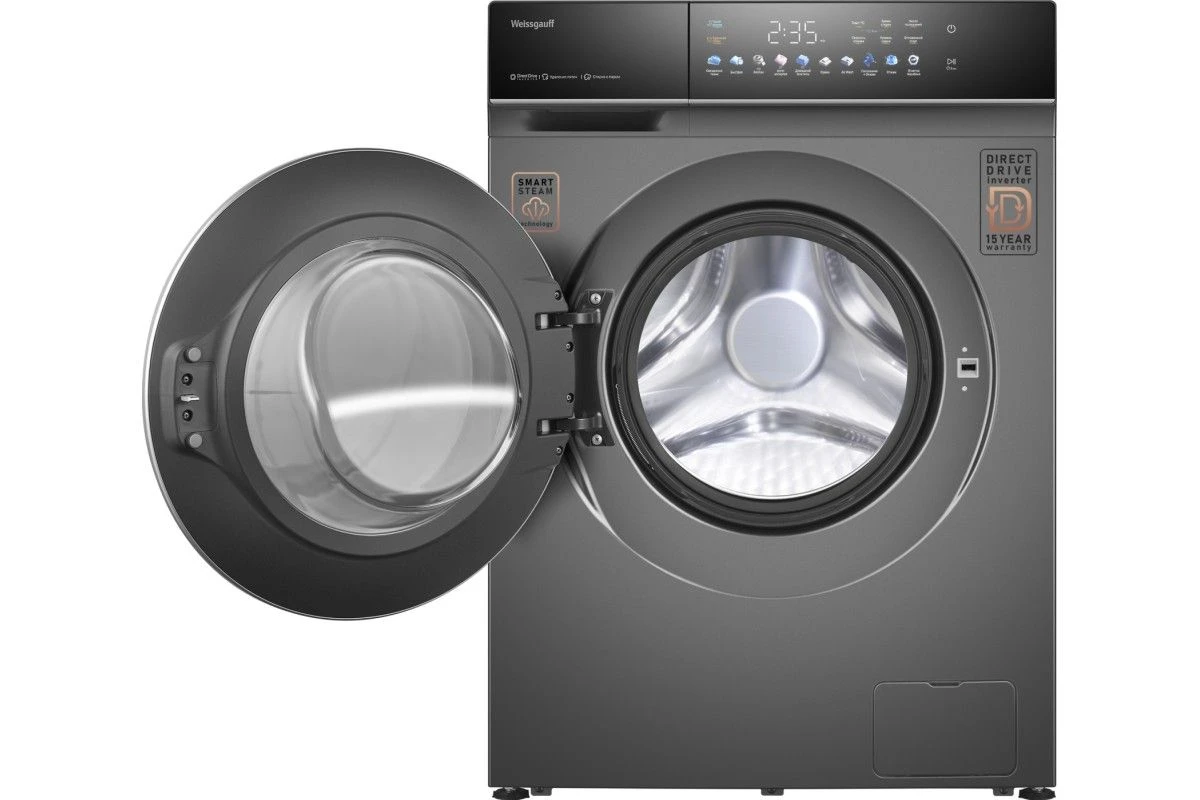 Стиральная машина с сушкой, прямым приводом Weissgauff WMD 62210 Direct Drive Touch Inverter Steam Grey