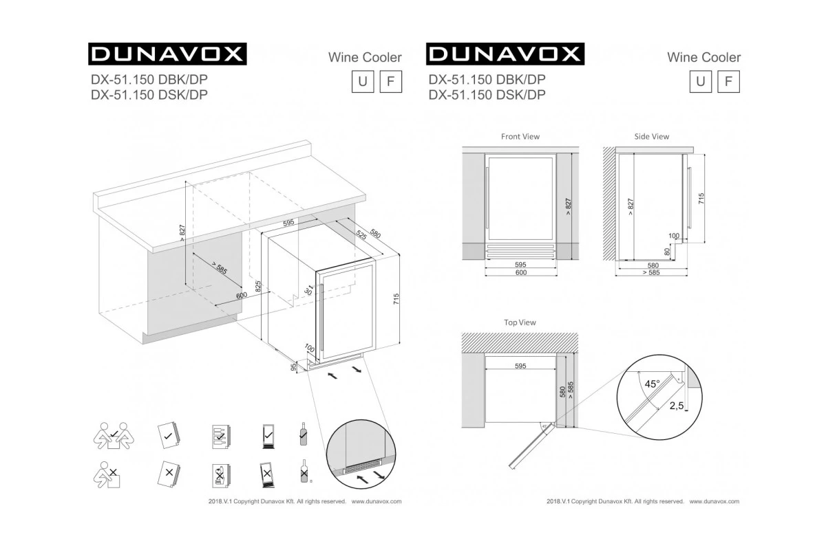 Винный шкаф Dunavox DX-51.150DBK/DP