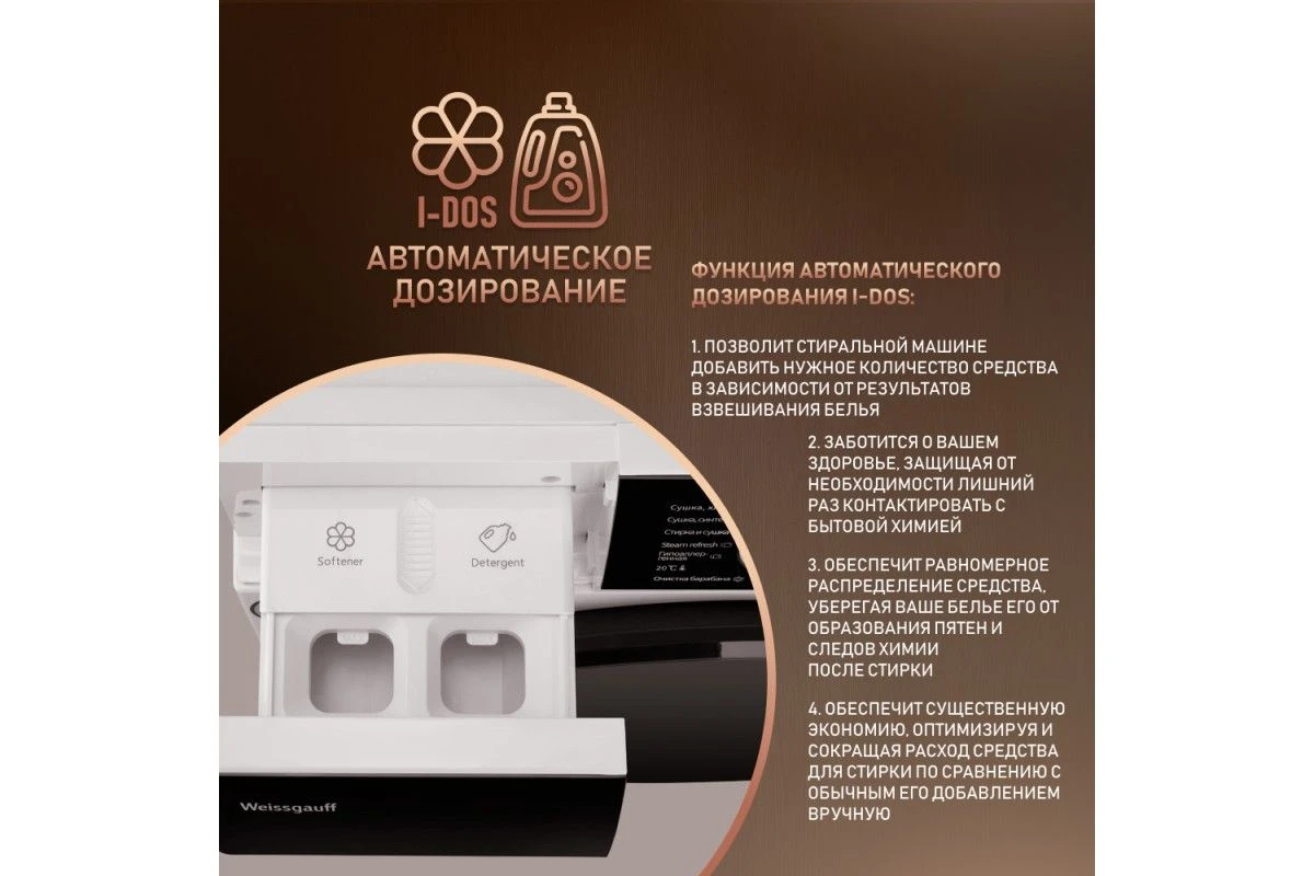 Стиральная машина Weissgauff WMD 6016 DC Inverter Steam
