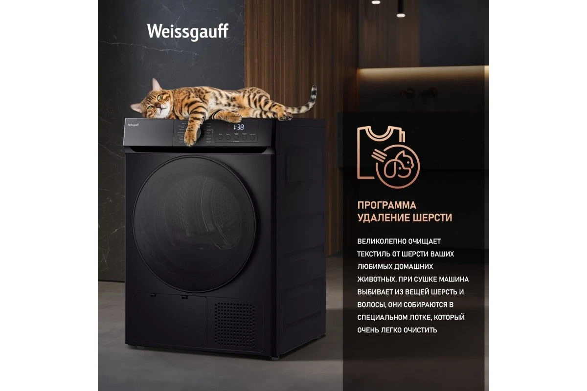 Сушильная машина Weissgauff WD 6010 Heat Pump Matt Black