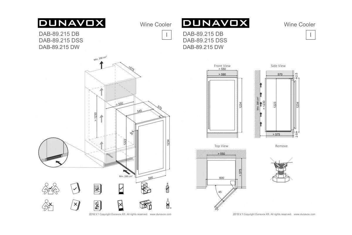 Винный шкаф Dunavox DAB-89.215DW