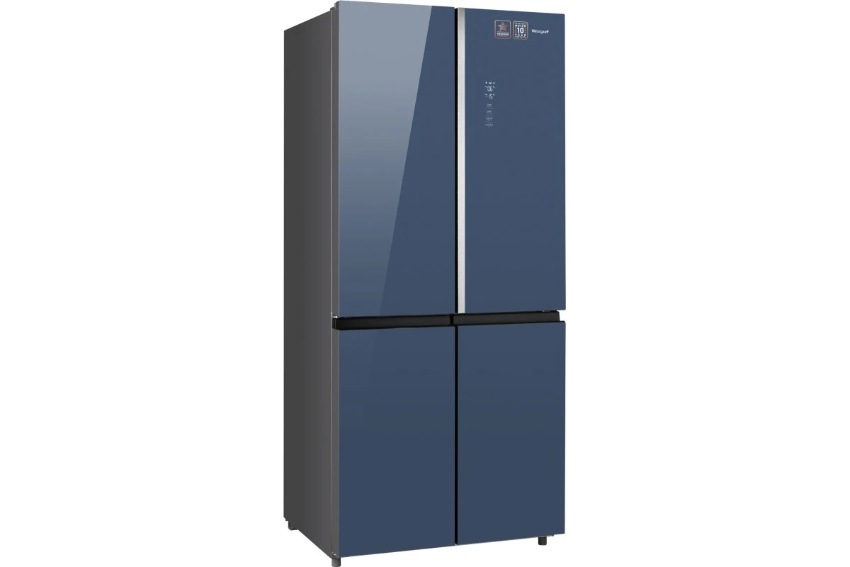 Отдельностоящий холодильник с инвертором Weissgauff WCD 590 Nofrost Inverter Premium EcoFresh Blue Glass