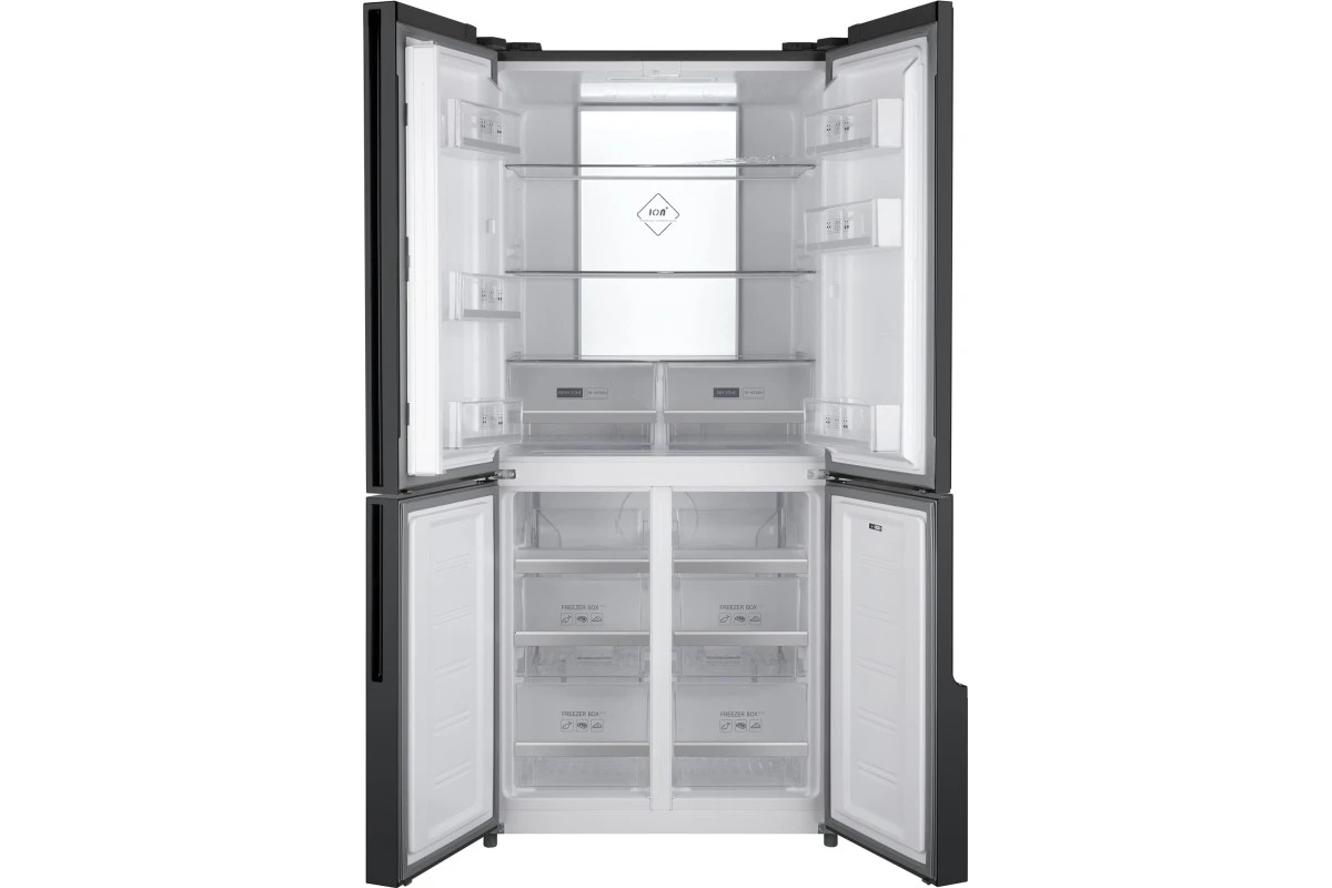 Отдельностоящий холодильник с инвертором Weissgauff WCD 450 Inox Glass NoFrost Inverter