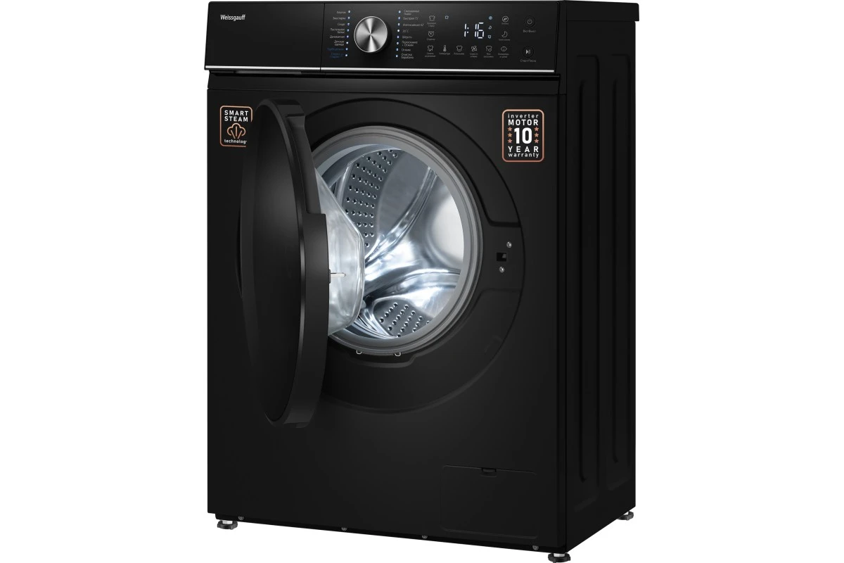Стиральная машина с инвертором и паром Weissgauff WM 47148 DC Inverter Steam Black