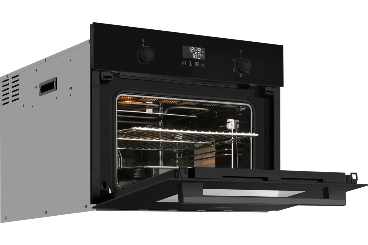 Встраиваемый компактный духовой шкаф с СВЧ Weissgauff OE 449 PDBK Black Edition