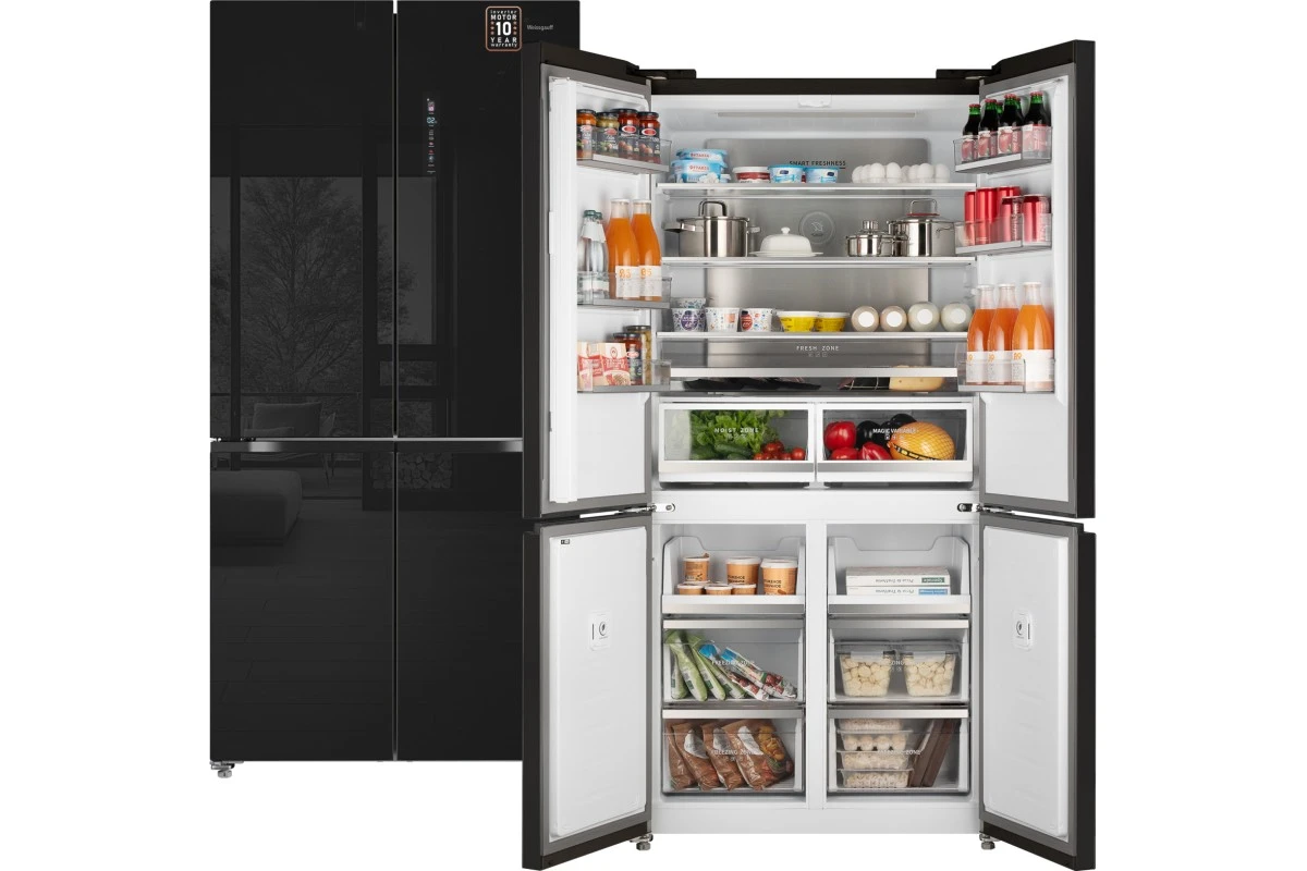 Отдельностоящий холодильник с инвертором Weissgauff WCD 510 Built-in Inverter NoFrost Black Glass