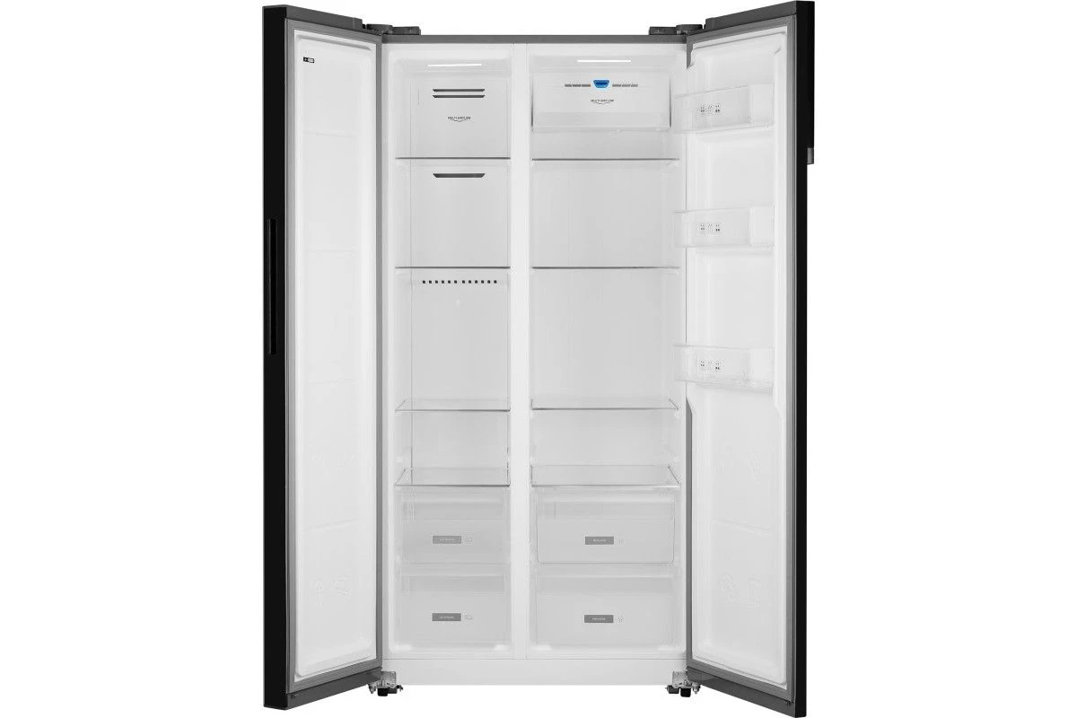 Отдельностоящий холодильник с инвертором Weissgauff WSBS 600 NoFrost Inverter Dark Grey Glass