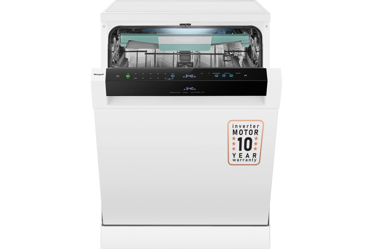 Посудомоечная машина с авто-открыванием и инвертором Weissgauff DW 6114 Inverter Touch AutoOpen White