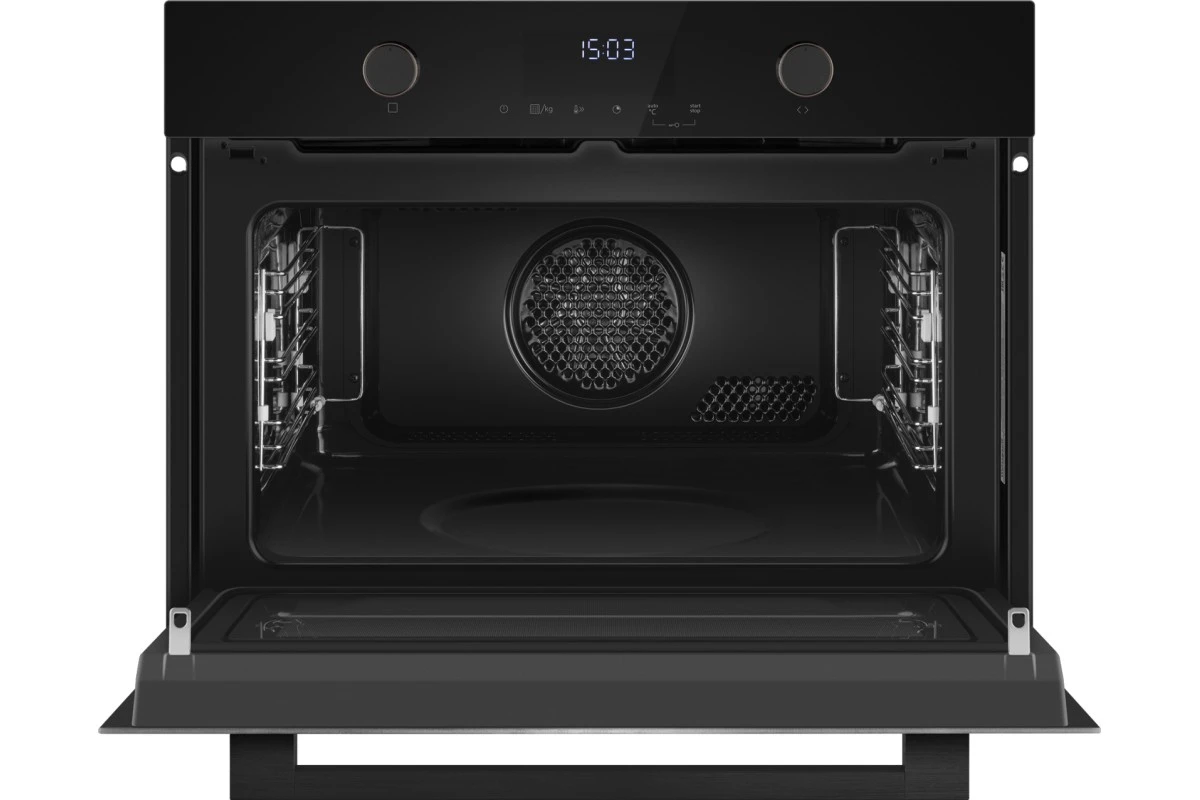 Встраиваемый компактный духовой шкаф с СВЧ Weissgauff OE 4551 DB Black Edition