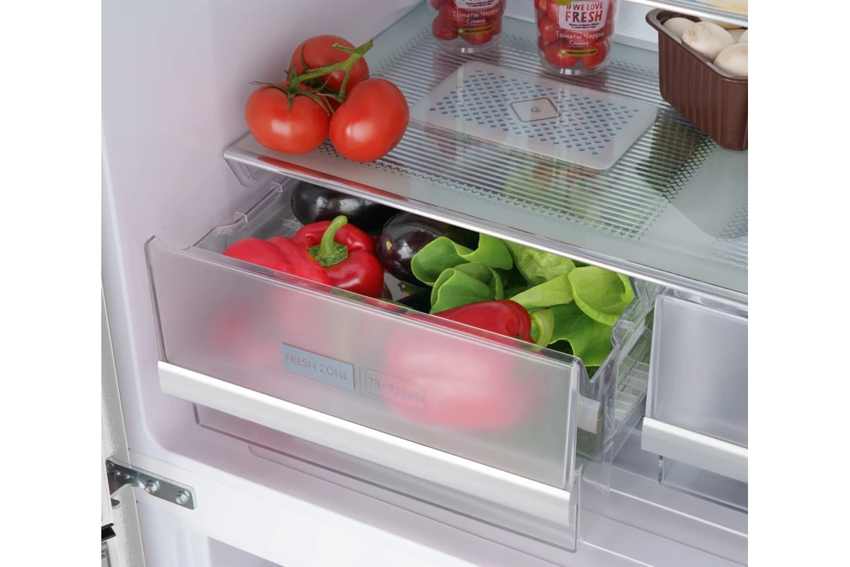 Отдельностоящий холодильник с инвертором Weissgauff WCD 450 White Rock Glass NoFrost Inverter