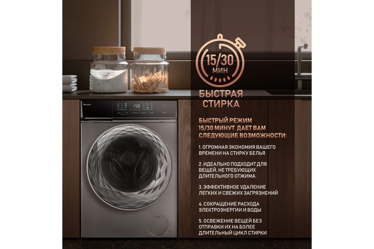 Стиральная машина с инвертором и паром Weissgauff WM 879 Diamond Inverter Steam