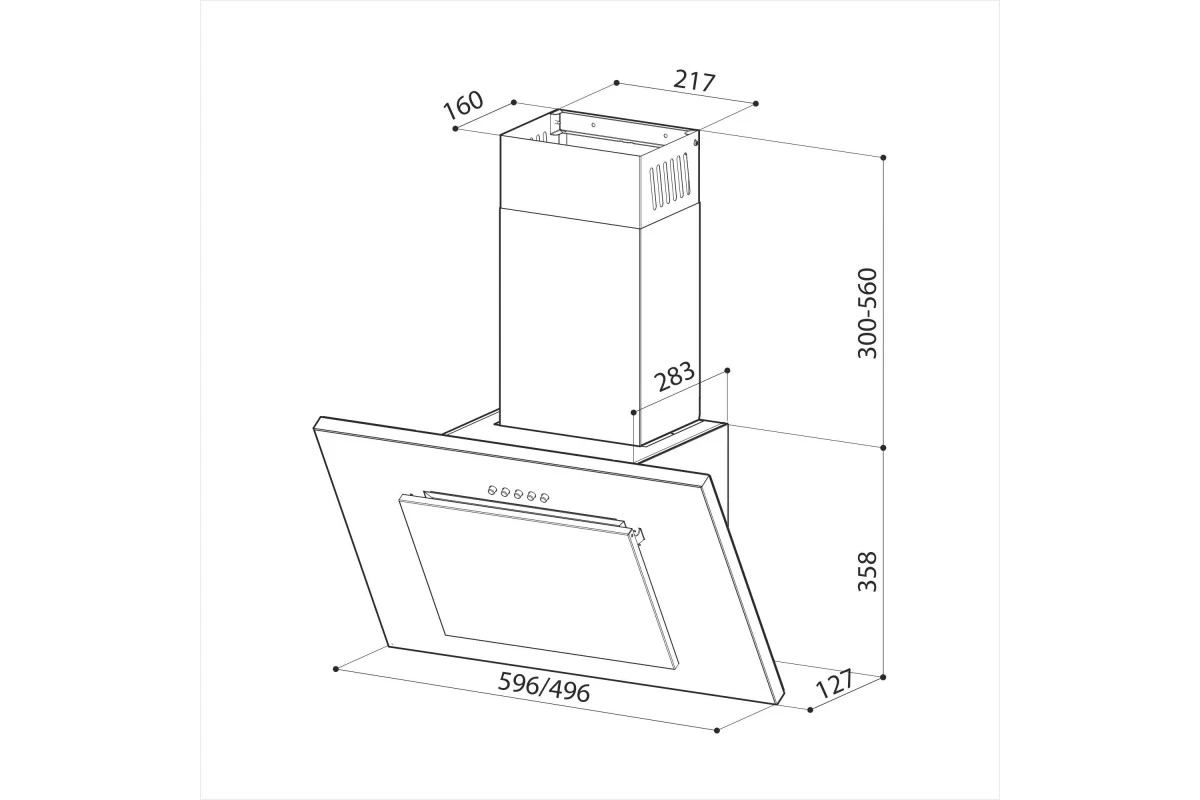 Наклонная кухонная вытяжка LEX Mini 600 Inox