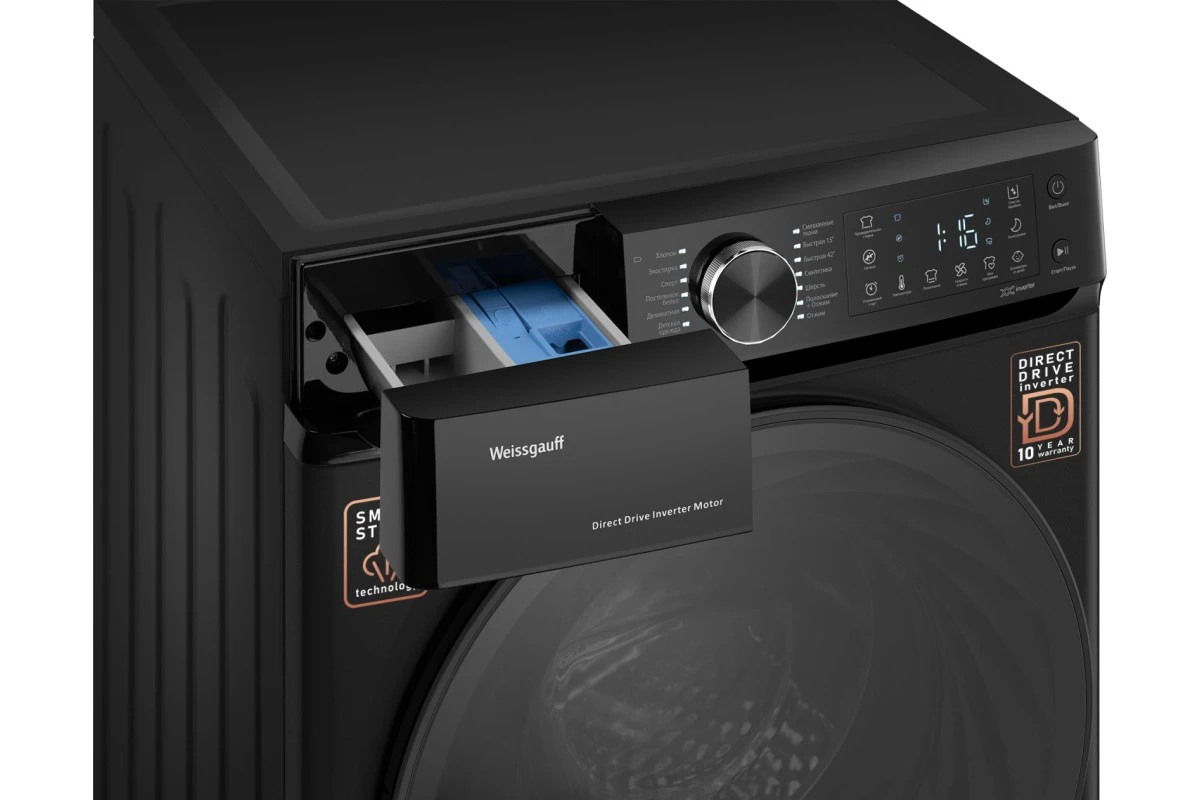 Стиральная машина с прямым приводом Weissgauff WM 59411 Direct Drive Inverter Steam Matt Black