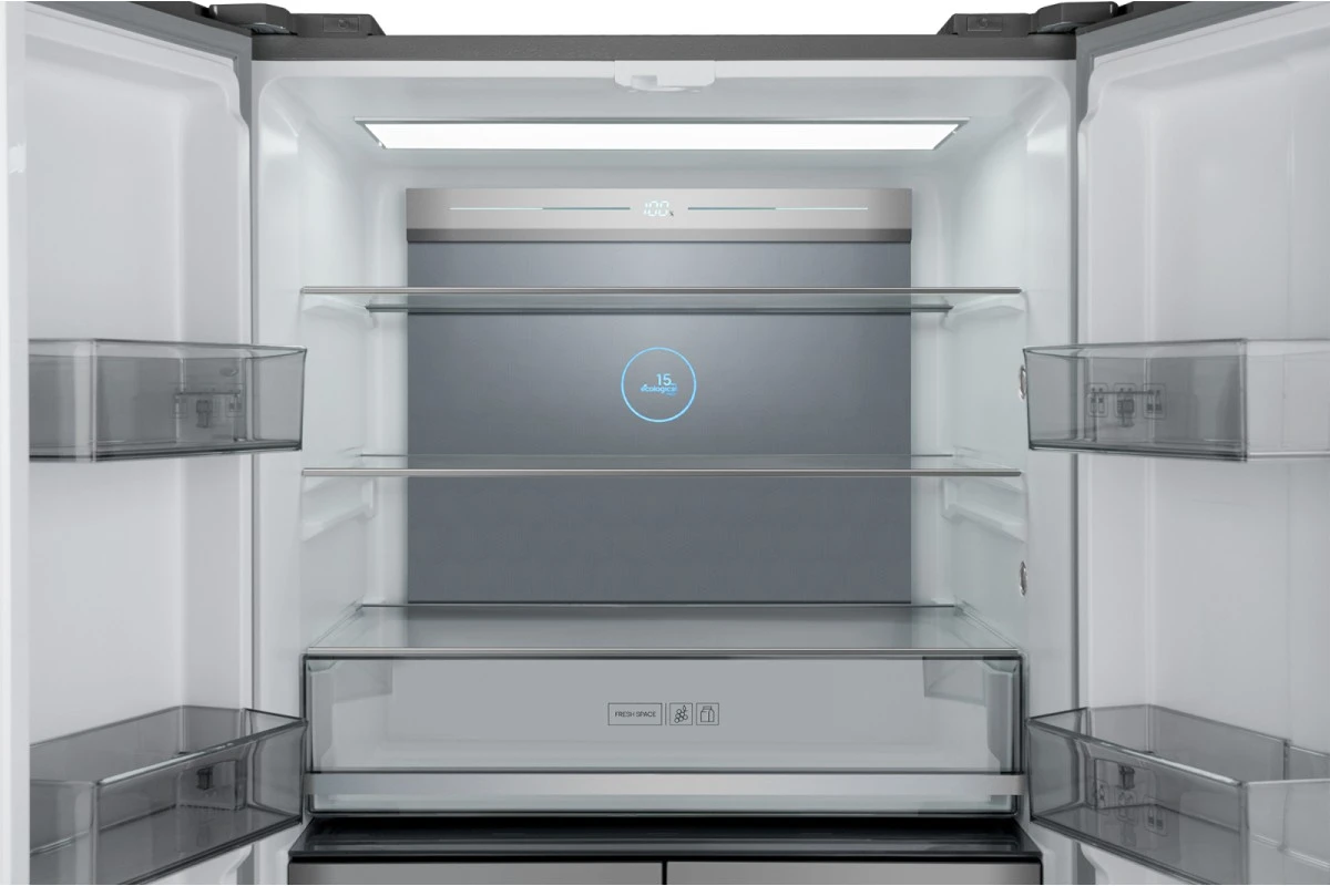 Отдельностоящий холодильник с инвертором Weissgauff WCD 590 Nofrost Inverter Premium EcoFresh Blue Glass