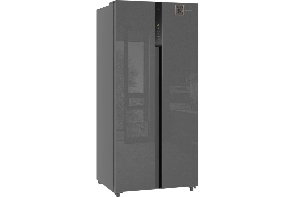 Отдельностоящий холодильник с инвертором Weissgauff WSBS 500 Inverter NoFrost Bru Steel Glass