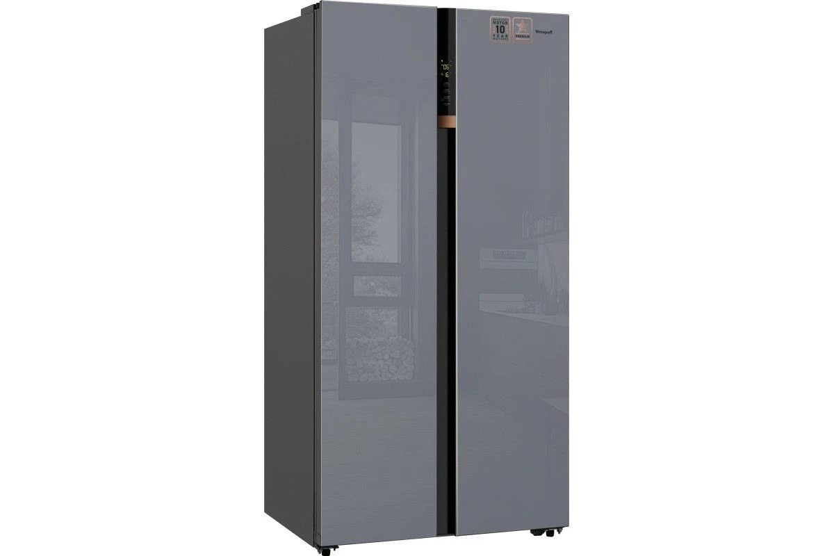 Отдельностоящий холодильник с инвертором Weissgauff WSBS 590 NoFrost Inverter Premium Dark Grey Glass