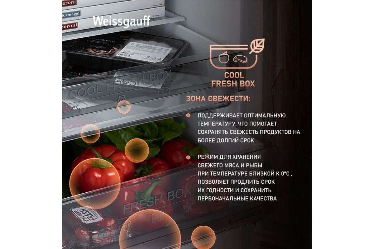 Отдельностоящий холодильник с инвертором Weissgauff WRK 2000 Total NoFrost Inverter Dark Grey