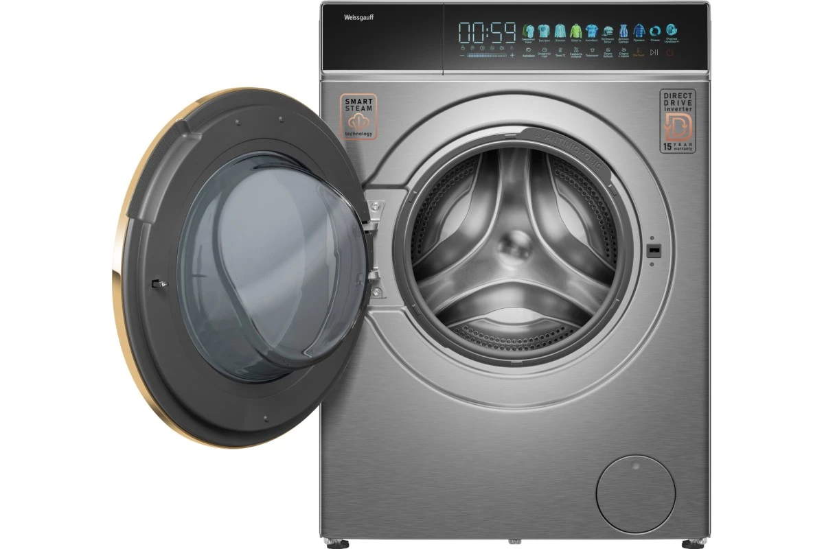 Стиральная машина с прямым приводом Weissgauff WM 58411 Direct Drive Inverter Premium Steam Steel