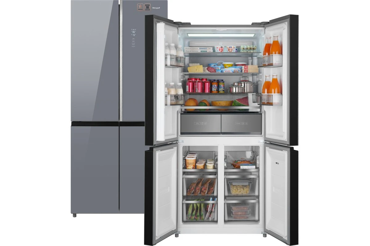 Отдельностоящий холодильник с инвертором Weissgauff WCD 590 Nofrost Inverter Premium EcoFresh Dark Grey Glass