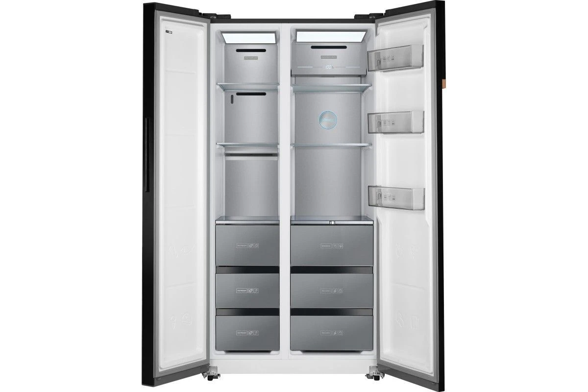 Отдельностоящий холодильник с инвертором Weissgauff WSBS 590 NoFrost Inverter Premium Rock Glass