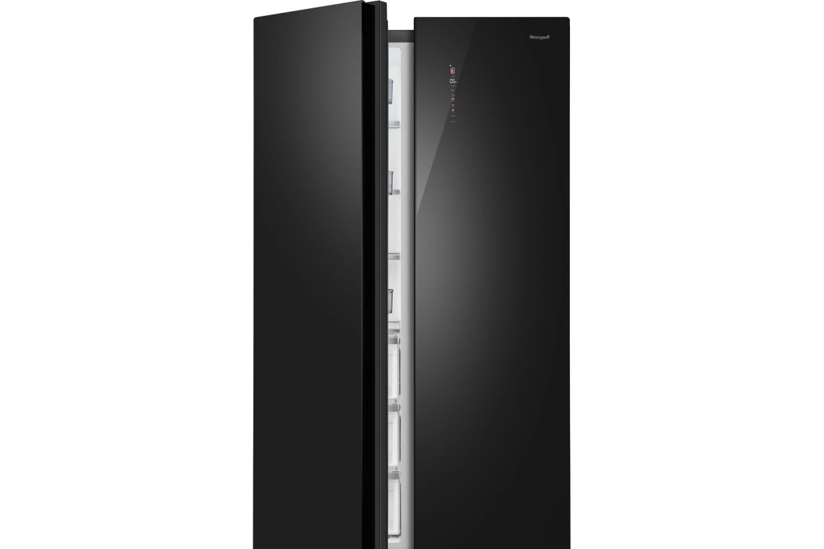 Отдельностоящий холодильник с инвертором Weissgauff WSBS 1036 Inverter NoFrost Premium Black Glass