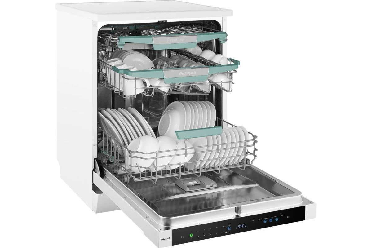 Посудомоечная машина с авто-открыванием и инвертором Weissgauff DW 6114 Inverter Touch AutoOpen White