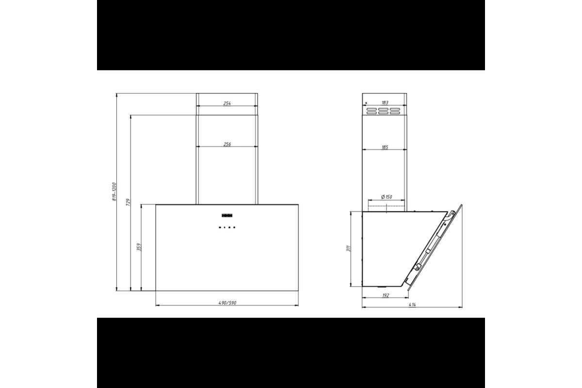 Вытяжка Franke LENS BK/SS 50, чёрный/нержавеющая сталь