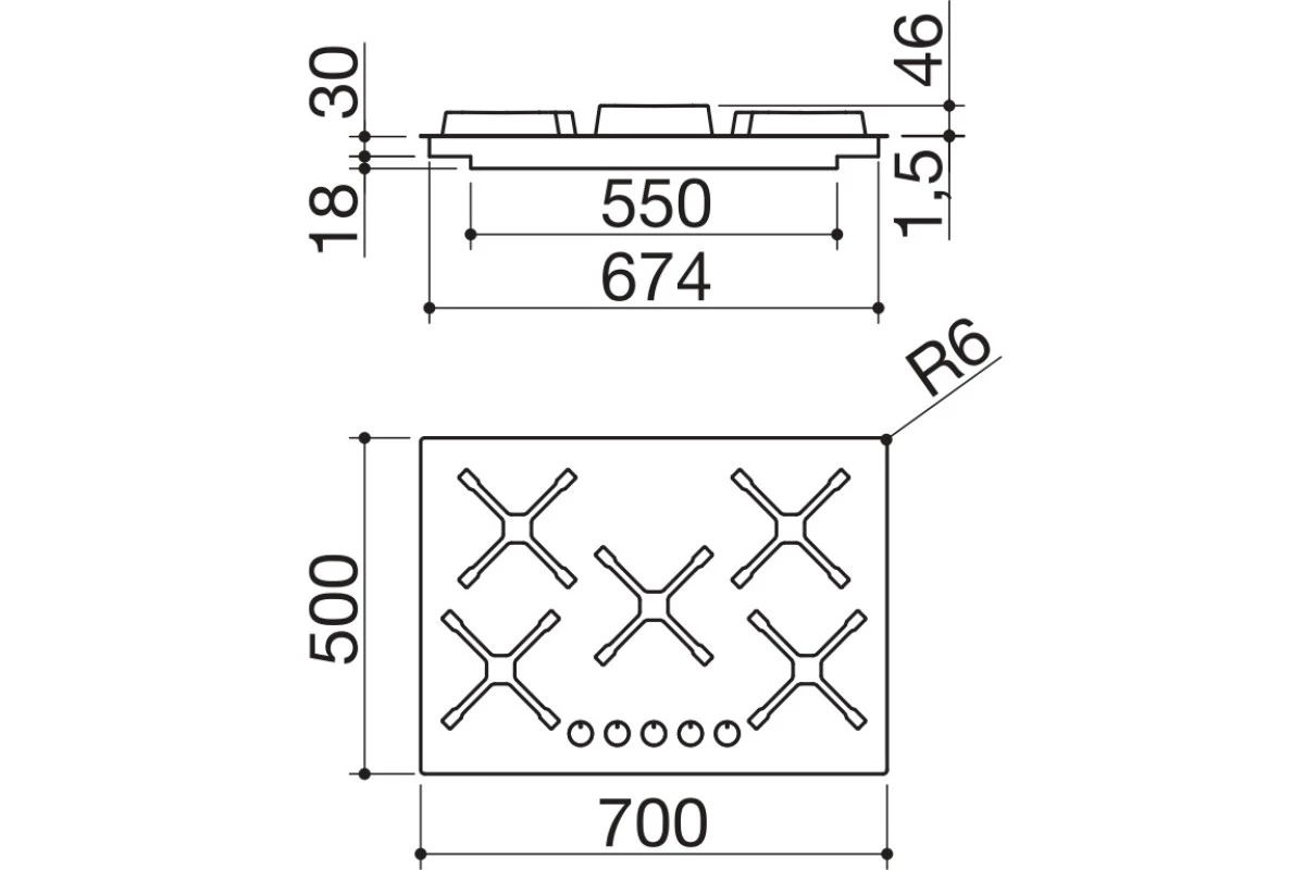 Газовая варочная панель Barazza 1PSPF75