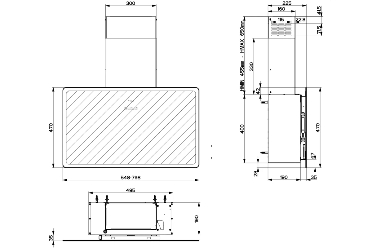 Наклонная вытяжка Faber V-AIR FLAT KL A80 330.0615.684