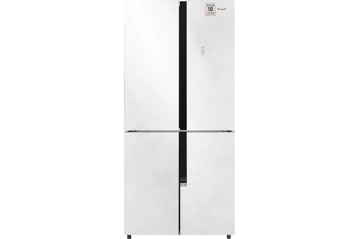 Отдельностоящий холодильник с инвертором Weissgauff WCD 450 White Rock Glass NoFrost Inverter
