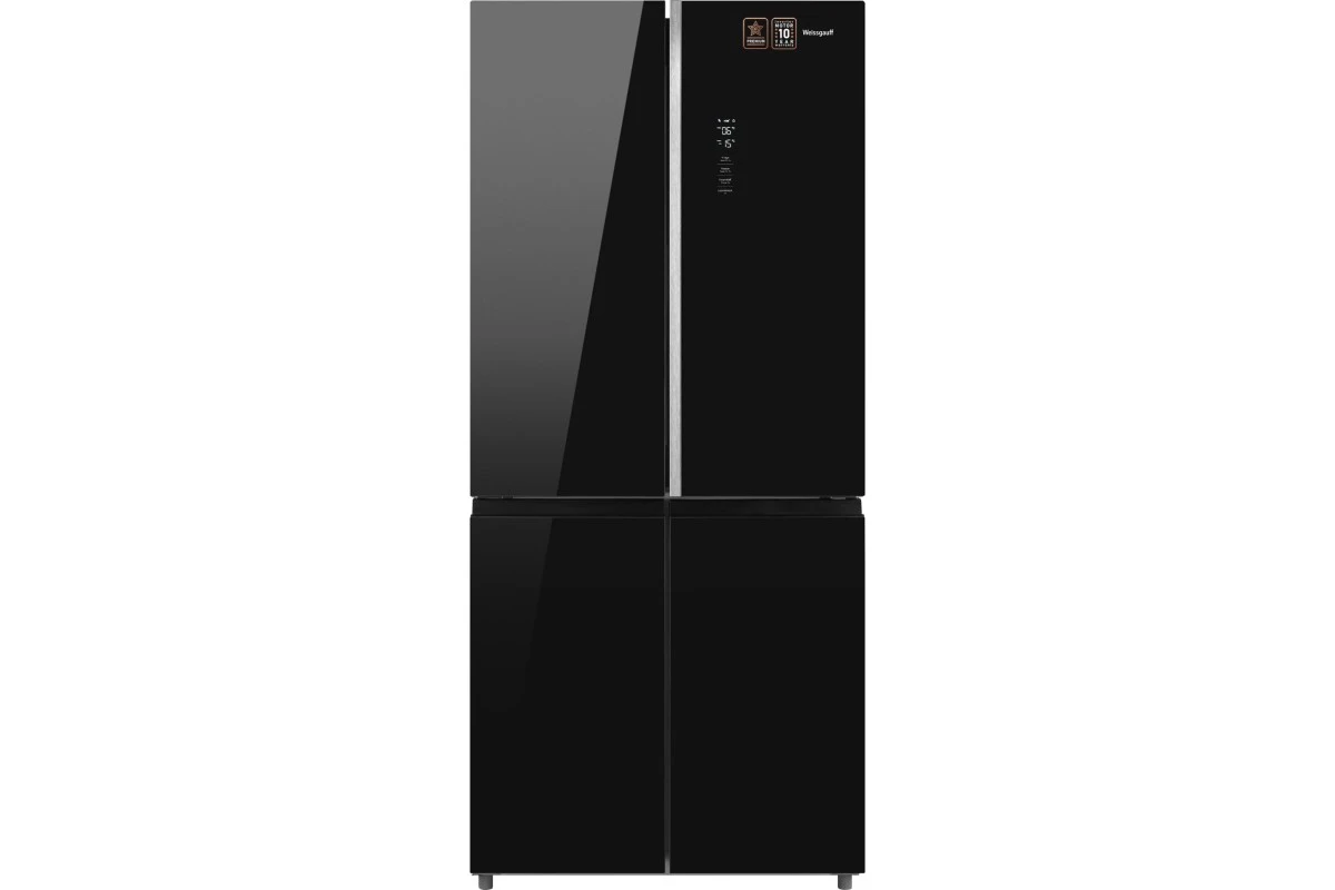 Отдельностоящий холодильник с инвертором Weissgauff WCD 590 Nofrost Inverter Premium EcoFresh Black Glass