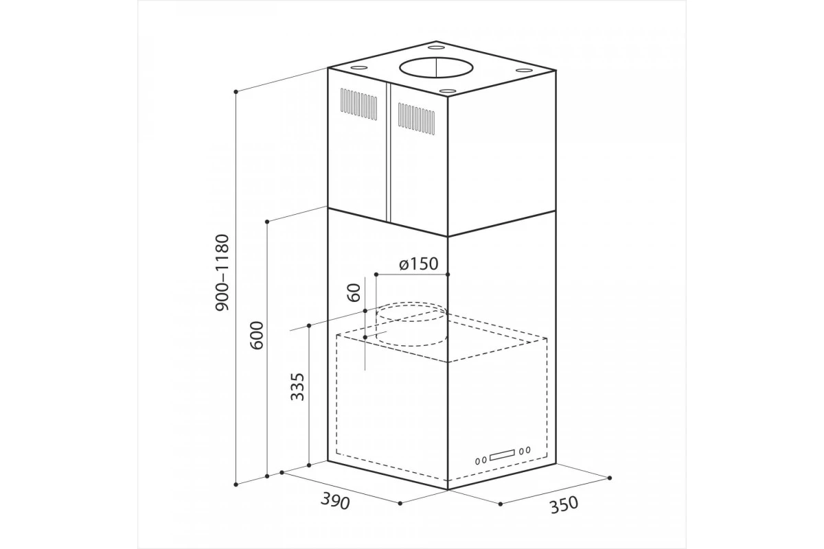 Островная кухонная вытяжка LEX Tubo Quattro Isola 350 Inox
